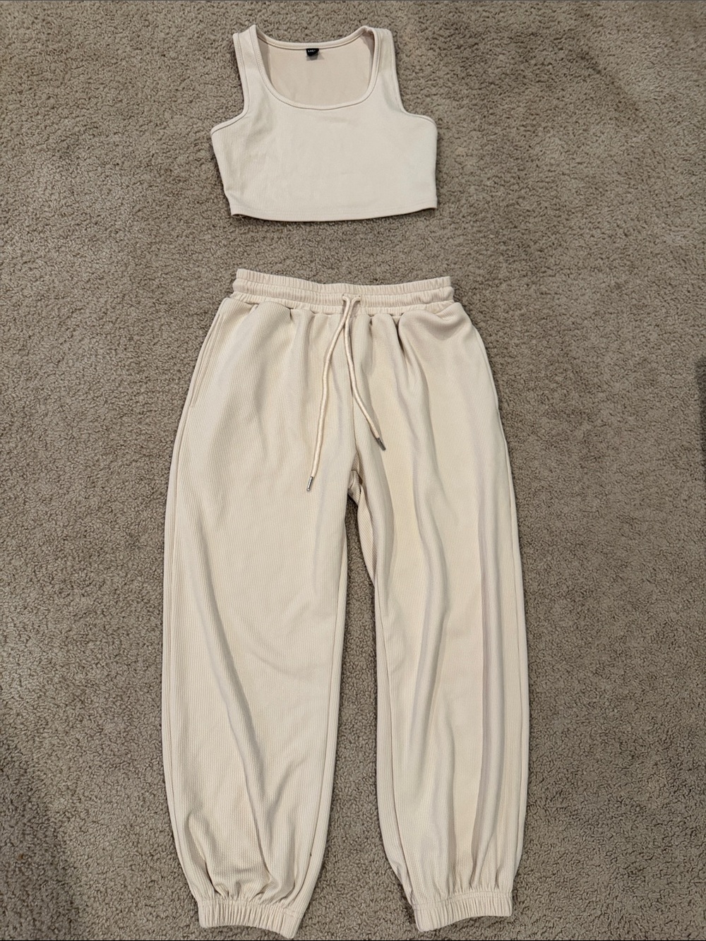 Neutral Ribbed Crop Tank Top